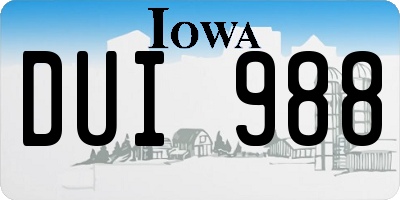 IA license plate DUI988
