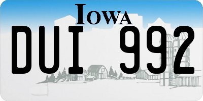 IA license plate DUI992