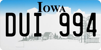IA license plate DUI994