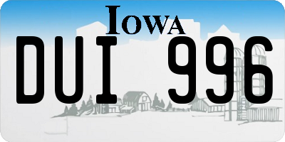 IA license plate DUI996