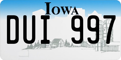 IA license plate DUI997