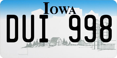 IA license plate DUI998
