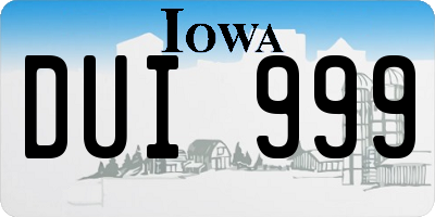 IA license plate DUI999