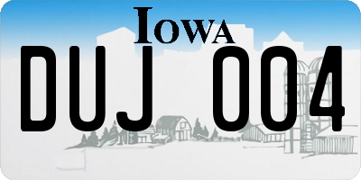IA license plate DUJ004