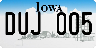 IA license plate DUJ005