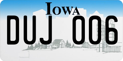 IA license plate DUJ006