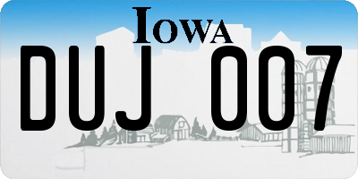 IA license plate DUJ007