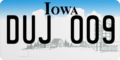 IA license plate DUJ009