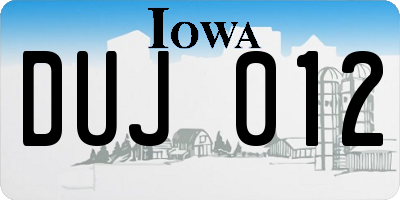 IA license plate DUJ012