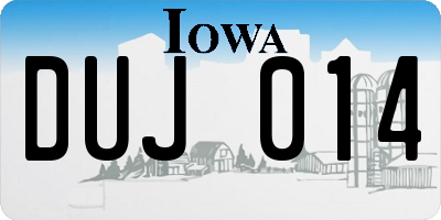 IA license plate DUJ014