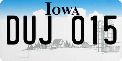 IA license plate DUJ015