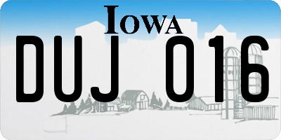 IA license plate DUJ016