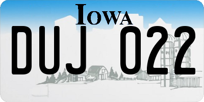 IA license plate DUJ022