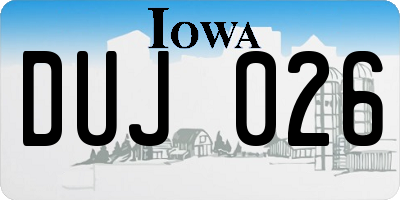 IA license plate DUJ026