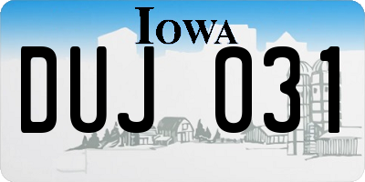 IA license plate DUJ031