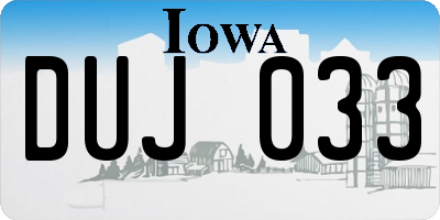 IA license plate DUJ033