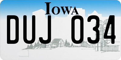 IA license plate DUJ034