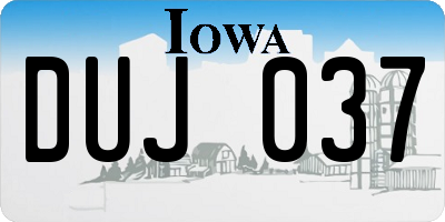 IA license plate DUJ037