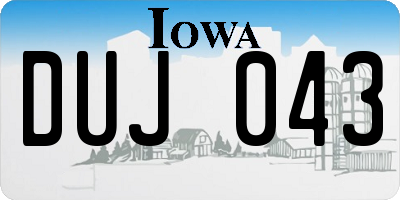 IA license plate DUJ043