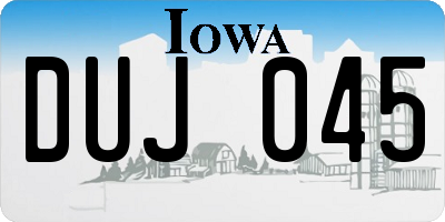 IA license plate DUJ045