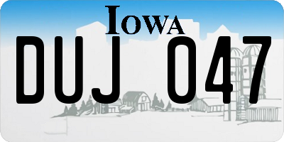 IA license plate DUJ047
