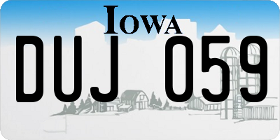 IA license plate DUJ059