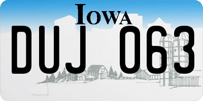 IA license plate DUJ063