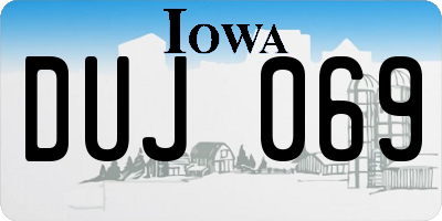 IA license plate DUJ069