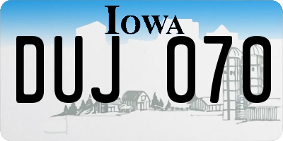 IA license plate DUJ070