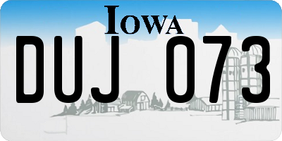 IA license plate DUJ073