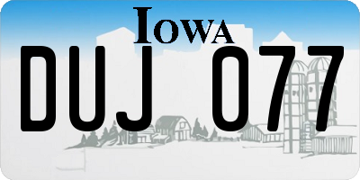 IA license plate DUJ077