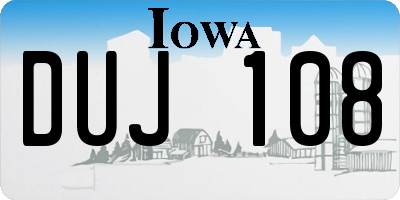 IA license plate DUJ108