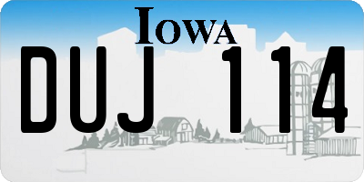 IA license plate DUJ114