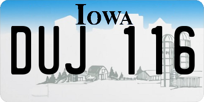 IA license plate DUJ116