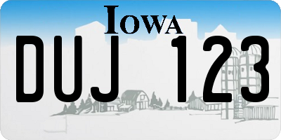 IA license plate DUJ123