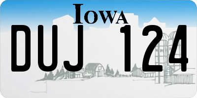 IA license plate DUJ124