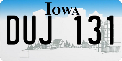 IA license plate DUJ131
