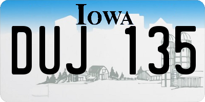 IA license plate DUJ135