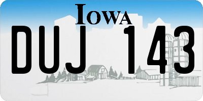 IA license plate DUJ143
