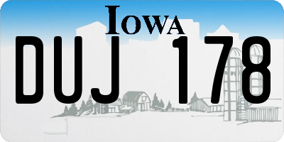 IA license plate DUJ178