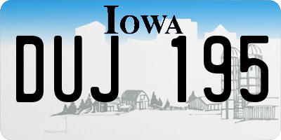 IA license plate DUJ195