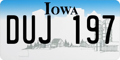 IA license plate DUJ197