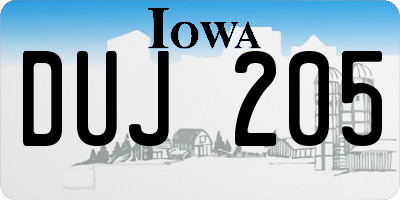 IA license plate DUJ205