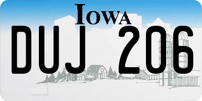 IA license plate DUJ206
