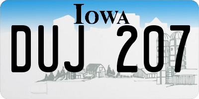 IA license plate DUJ207