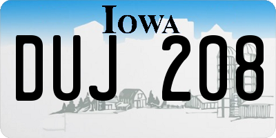 IA license plate DUJ208