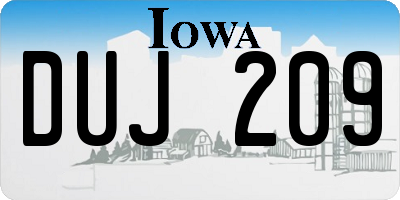 IA license plate DUJ209