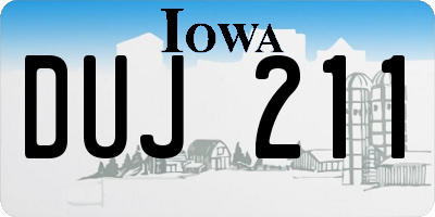 IA license plate DUJ211