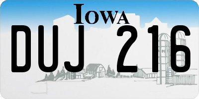 IA license plate DUJ216