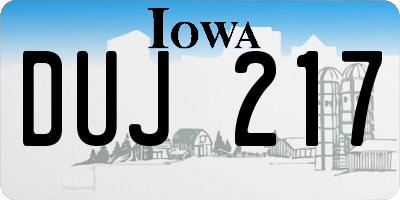 IA license plate DUJ217